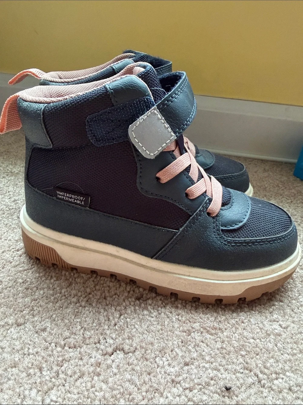 H&M Navy and Pink Kids Waterproof High-Top Boots